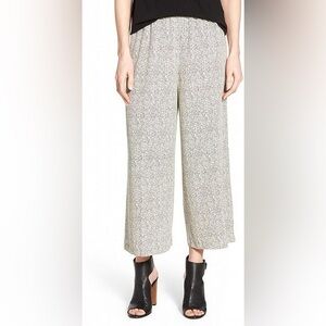 Eileen Fisher Broken Chevron Tencel Viscose Ecru Wide Crop Pants Large